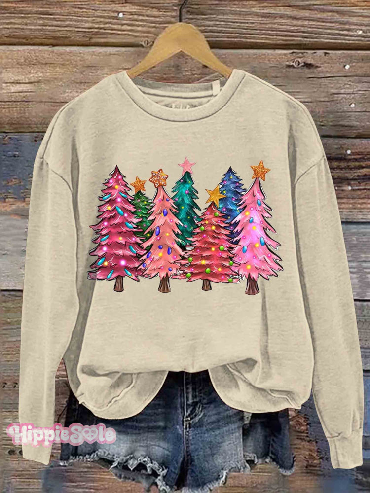 Christmas Tree Casual Sweatshirt Sand / S