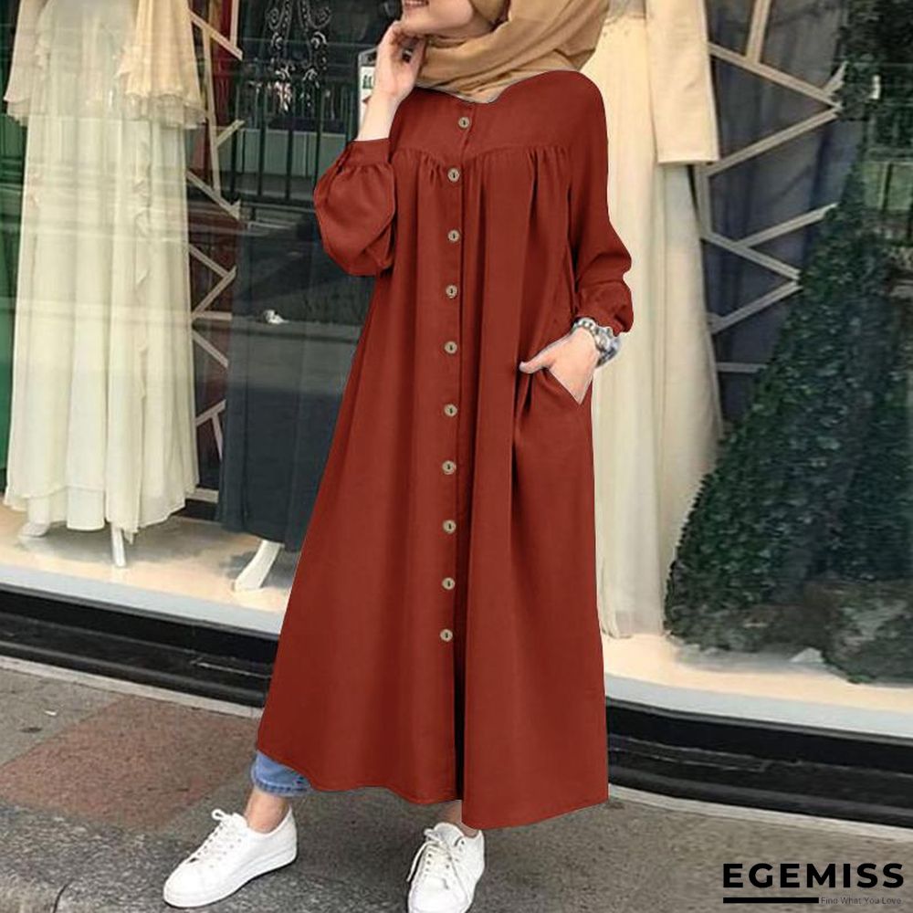 Autumn Casual Women's Cardigan Long Sleeve Stand Collar Large Swing Dress | EGEMISS