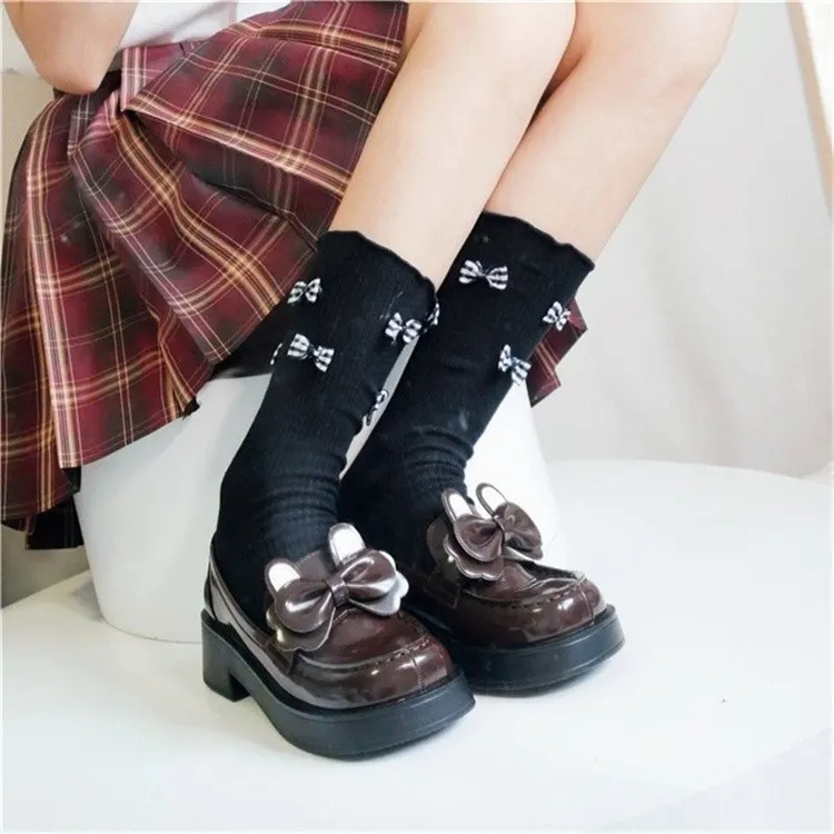 Brownm Brownm Temperament With Skirt Versatile Bow Knot Single Shoes Female 2024 Net Red New Korean Elegant Fairy Wind Mary Jane Shoes
