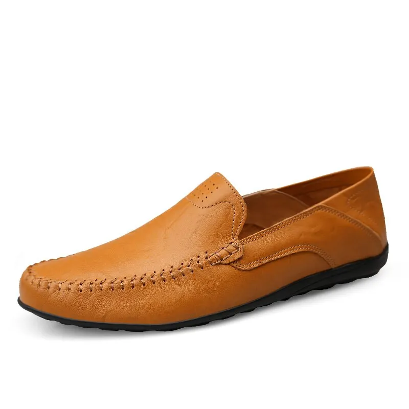 Genuine Leather Men Casual Shoes Luxury Brand 2020 Summer Men Loafers Moccasins Breathable Slip on Driving Shoes Plus Size 37-47