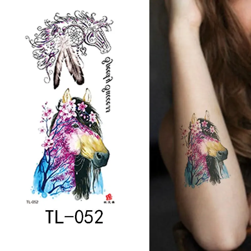 1~8 pieces of animal plants wolf bear bird art tattoo stickers disposable waterproof temporary tattoo stickers for men and women