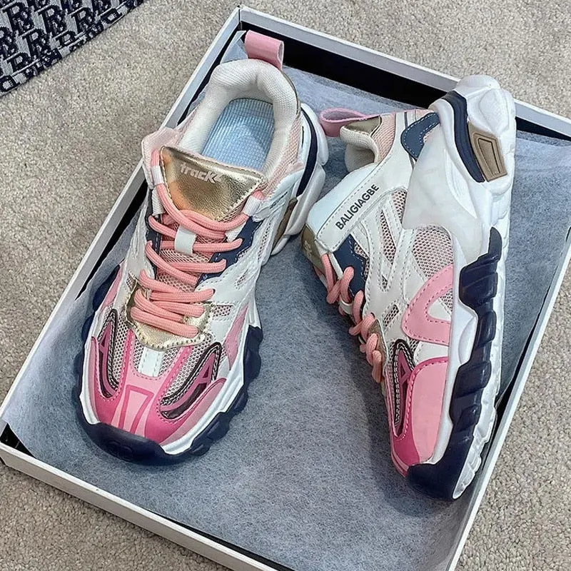 Brand Design Women Chunky Sneakers 2021 Summer Mixed Colors Women's Shoes Breathable Lightweight Ladies Dad Shoes Sport Shoes