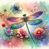 Diamond Painting-DIY Full Round Drill Flowers Dragonfly