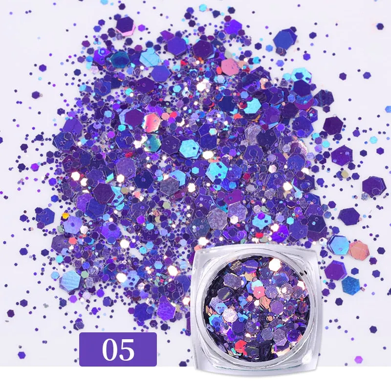 Iridescent 3D Ultrathin Sequins Nail Glitter Flakes Slices Purple White Sparkly DIY Tips Dazzling Paillette Nail Art Decorations