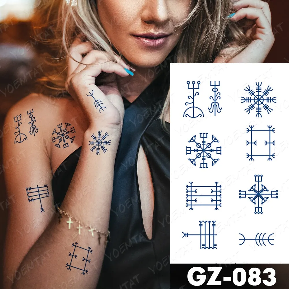 Juice Lasting Waterproof Temporary Tattoo Sticker Rose Butterfly Moon Sun Diamond Heartbeat Wave Flash Fake Tattoos Ink Body Art