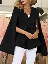 Stylish Solid Color Bandage Cloak Sleeves V-Neck Coat
