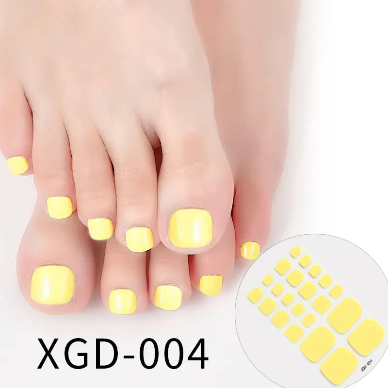 22tips Fashion Toe Nail Stickers/Strips Nail Art Fake Nails Stickers for Nails Toe Self-Adhesive Feet Stickers Drop Shipping