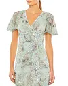 Embellished Butterfly Sleeve Faux Wrap Gown