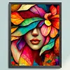 (Big Size)Color Half Face Girl - 11CT Stamped Cross Stitch - 50*60cm