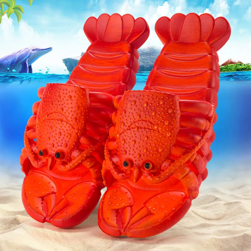Lobster Slippers Woman Funny Animal Summer Flip Flops Cute Beach Shower Casual Shoes Women Unisex Big Size Soft Home Slippers