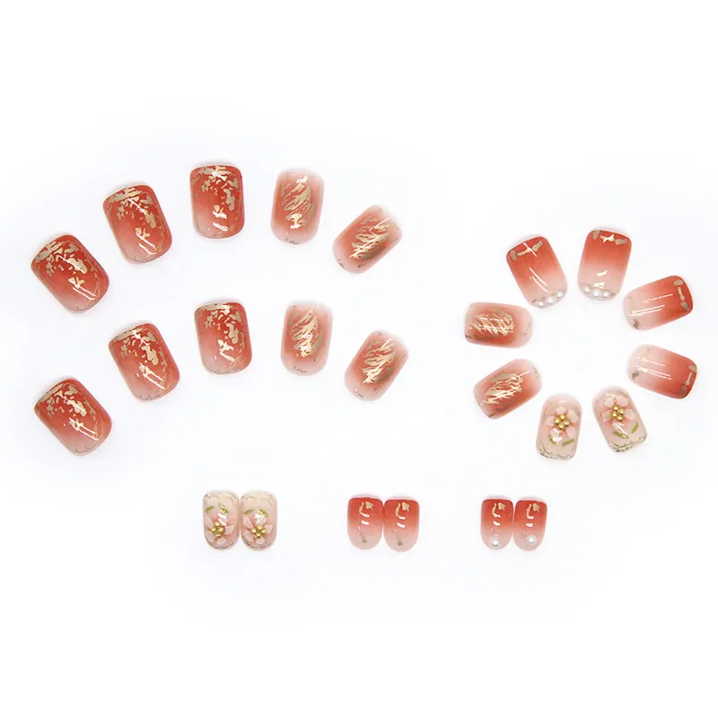 Churchf Churchf Early Autumn Beauty Nail Sunset Feeling Full Of Golden Bean Flowers Wearing Nail Nail