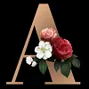 Flower Alphabet A - Full Round Diamond Painting 30*30cm
