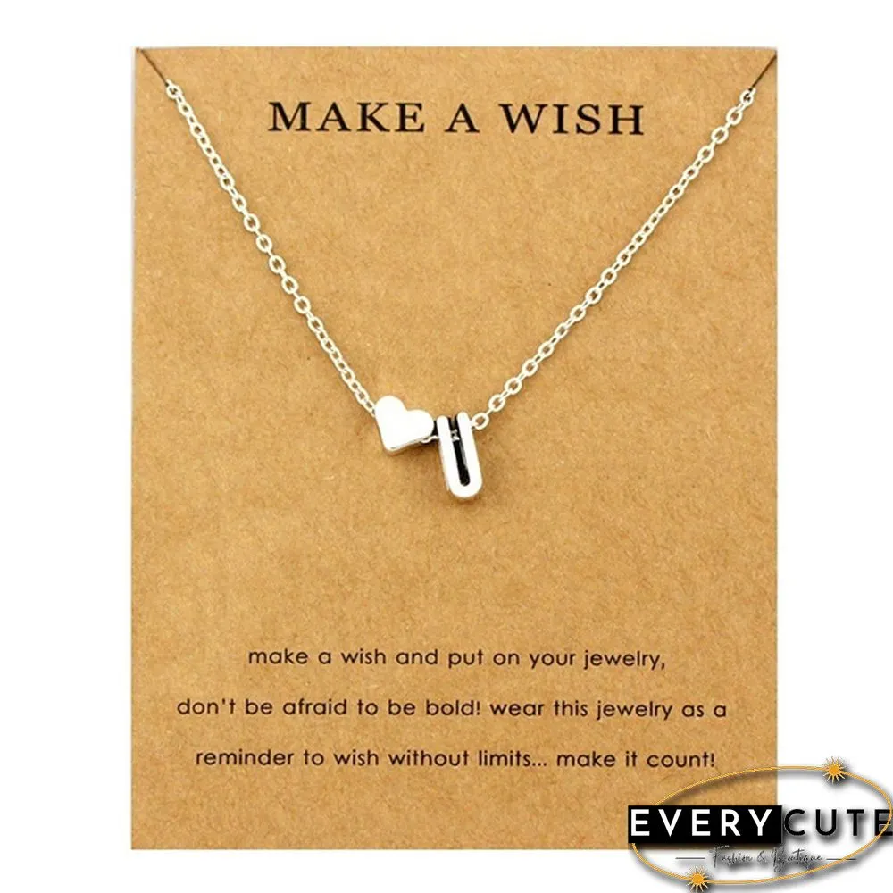 Fashion 26 Letters Sweater Chain Necklace Tiny Love Heart Pendants for Women Collier Lovers Gift Choker Necklace Pendant Gifts Jewelry Friendship Gifts