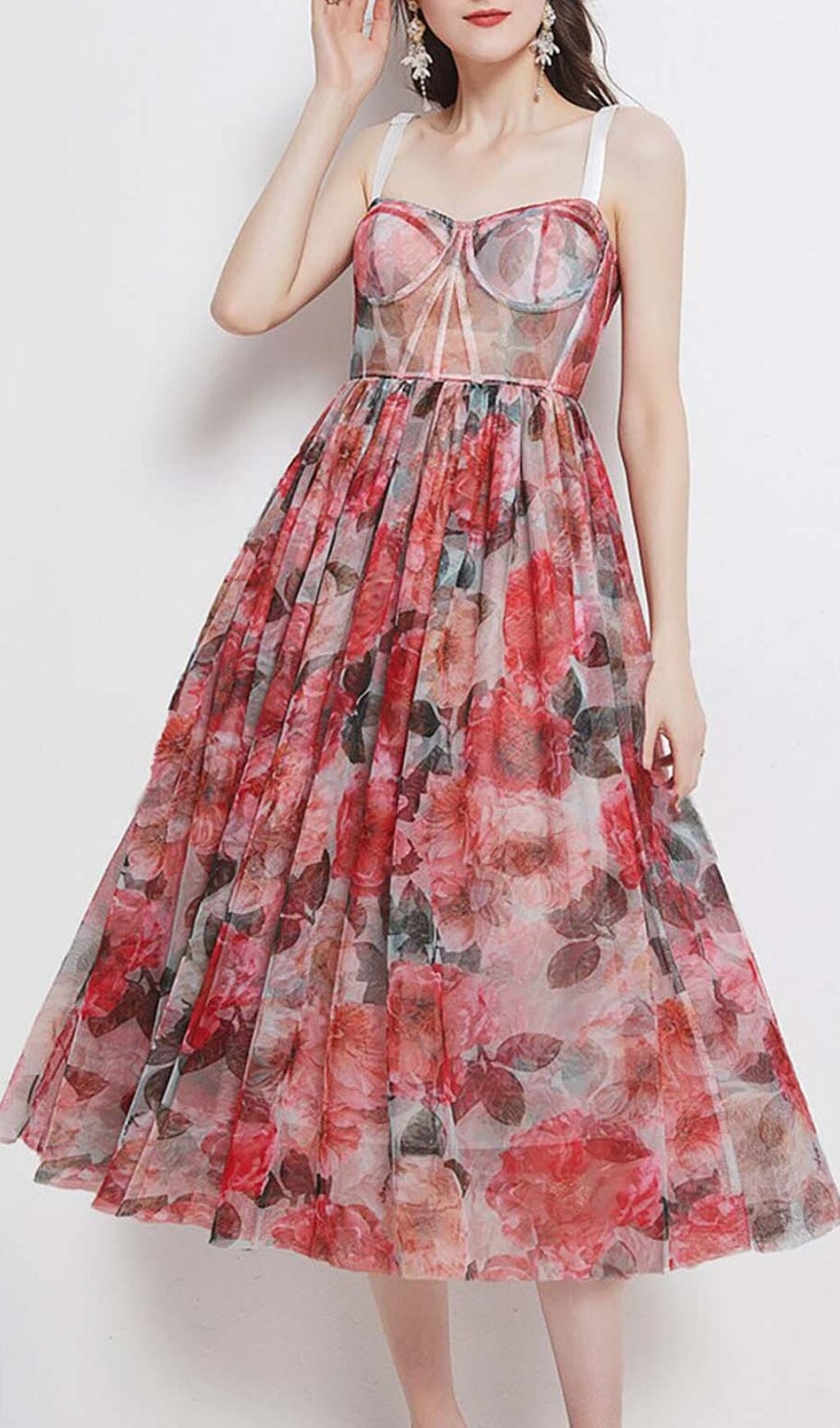 Fashionslee WomenFloral-Print Corset Midi Dress In Pink