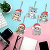 5Pcs DIY Christmas Cat Diamond Painting Keychain（Double-Sided)