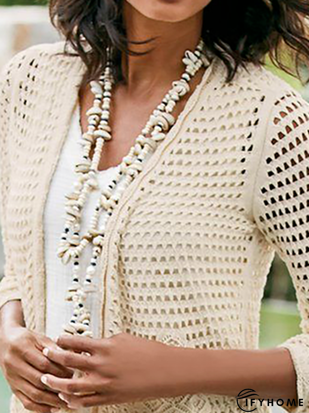 Casual Plain Autumn Knitted Natural Daily Regular Fit Standard Regular Sweater coat for Women | IFYHOME