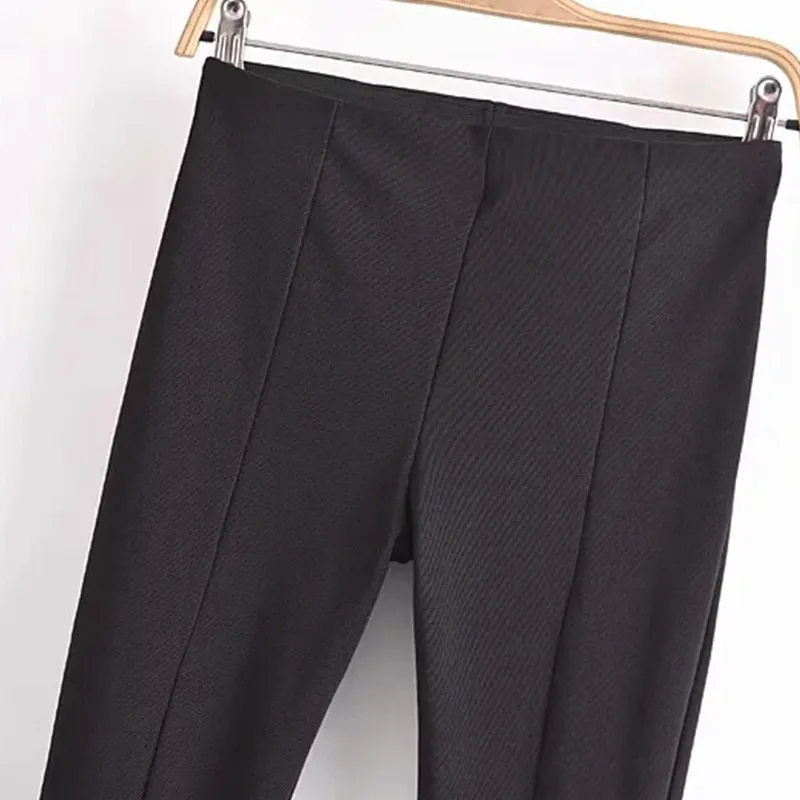Za Women's Pants Pencil Pant Bodycon Trousers Black High Waist Female Slim Zipped Casual Pant Skinny Elastic Waist Long Pant trf