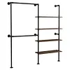[US Local Warehouse] 14.6x76x82.7Inch Industrial Pipe Clothing Rack with Hanging Rods Heavy Duty Clothes Organizer Large Capacity Display Hanging Garment Rod Wooden Clothes Storage Shelves for Walk In Closet