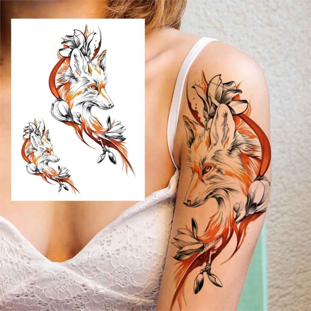 Sdrawing Mouth Skeleton Temporary Tattoos For Women Men Child Boys Halloween Fake Clown Tattoo Sticker Owl Skull Demon Tatoo Body Arm