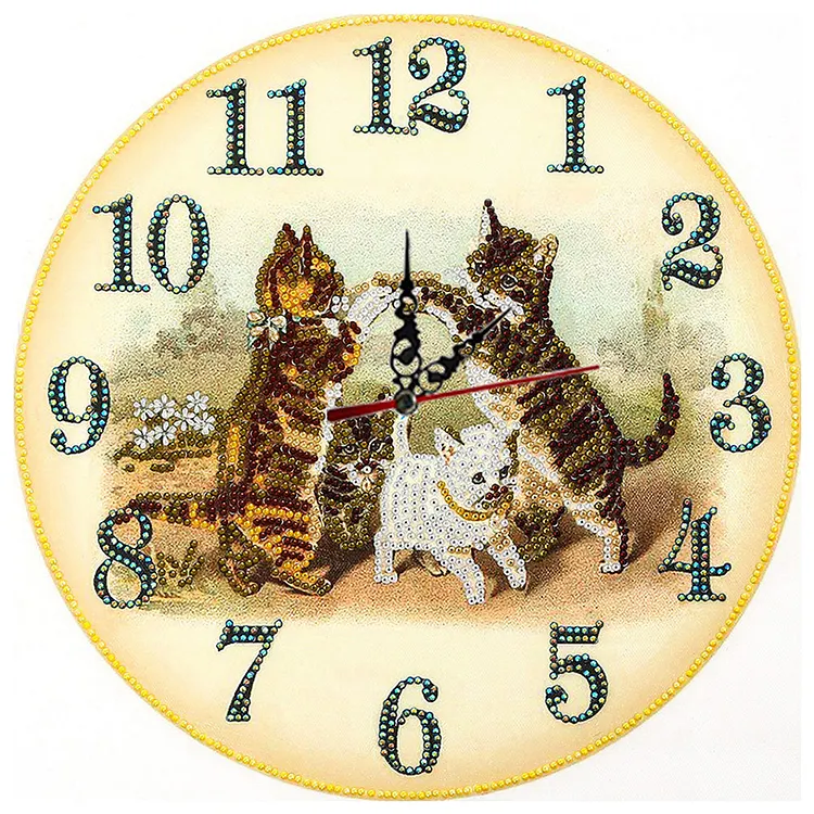 【Clock】Cat Clock Mosaic Part Special Shape Diamond DIY Painting Kit Gifts (DZ652) gbfke