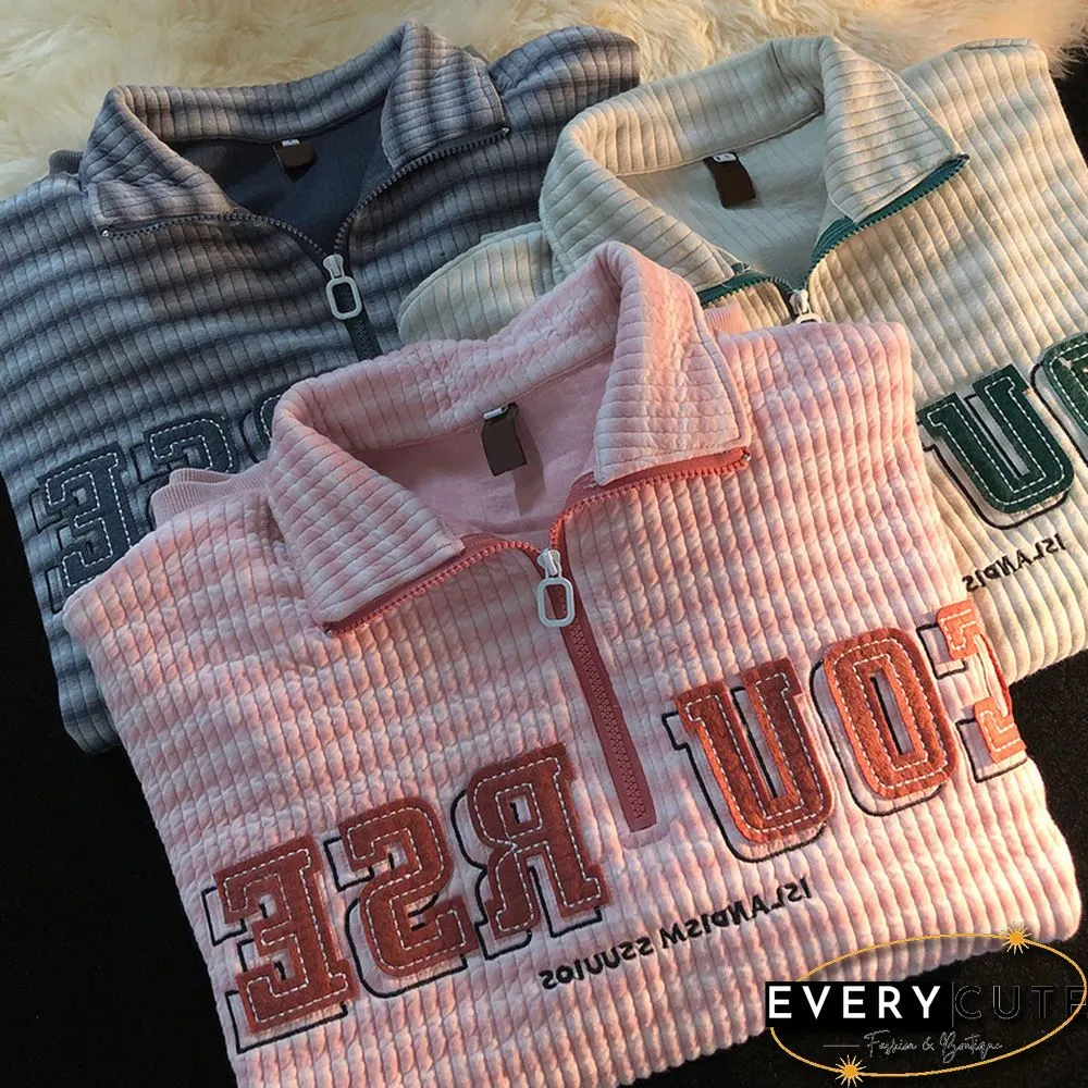 Unisex Waffle Polo Sweatshirt