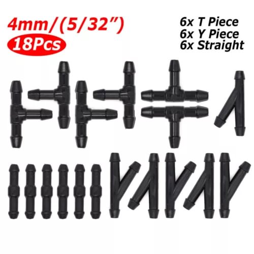 Dronehint 18x/Set Plastic T Y Straight 3 Way Car Parts Wiper Nozzle Connector Rubber Hose (For: Acura) Parts