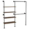 [US Local Warehouse] 14.6x76x82.7Inch Industrial Pipe Clothing Rack with Hanging Rods Heavy Duty Clothes Organizer Large Capacity Display Hanging Garment Rod Wooden Clothes Storage Shelves for Walk In Closet