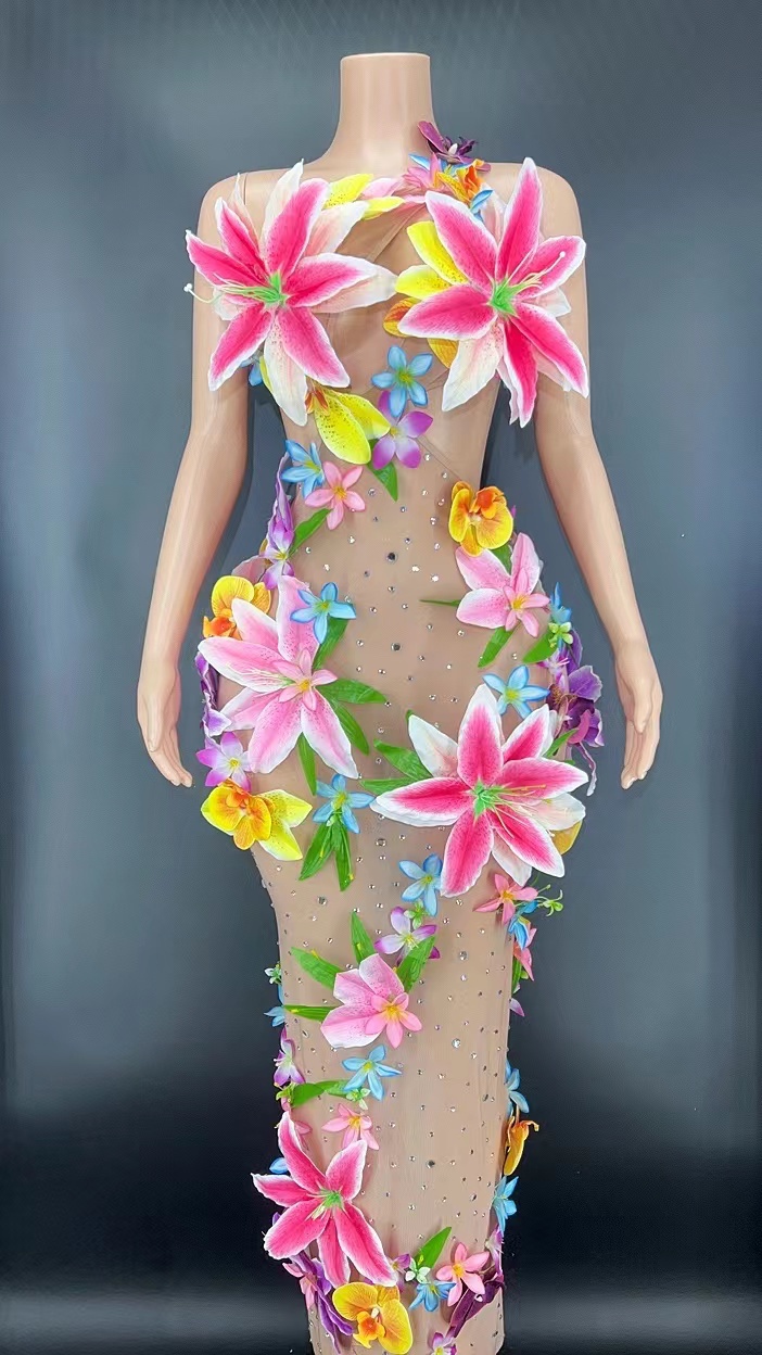 GOOSHOE Womens Stylish Clothing Flower Hollow Mesh For Women Costume Stage
