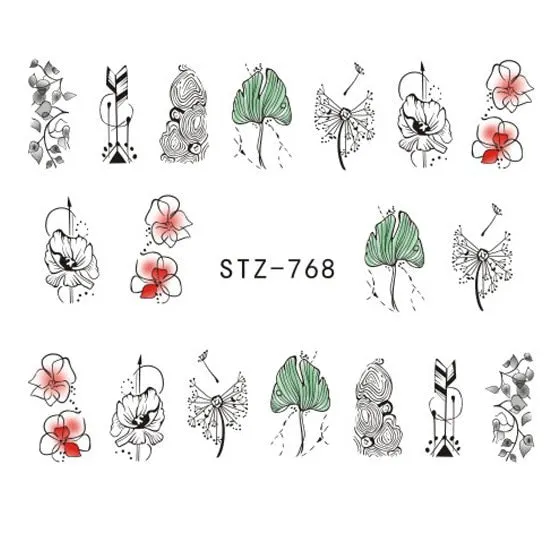 Nail Stickers Water Transfer Necklace Petals Feathers Hanging Flowers Designs Nail Decal Decoration Tips For Beauty Salons-Nail Inspo