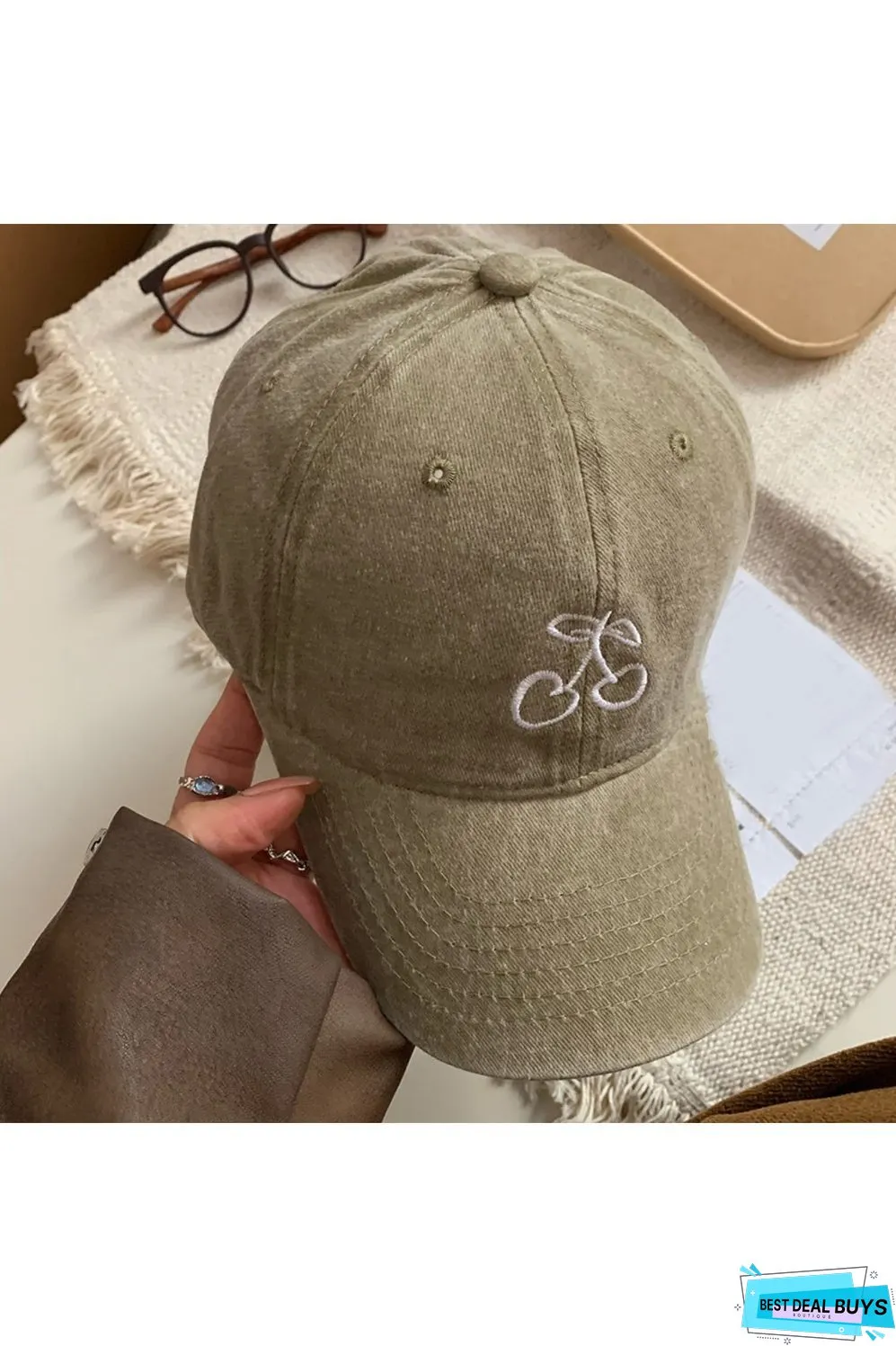 Cherry Embroidered Adjustable Cap