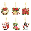 (US Local)6PCS  Merry Christmas DIY Diamond Painting Keychain Diamond Art Kits