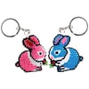 2Pcs Bunny Bead Cross Stitch Keychain Kit Mosaic Beads Embroidery Keyrings Art