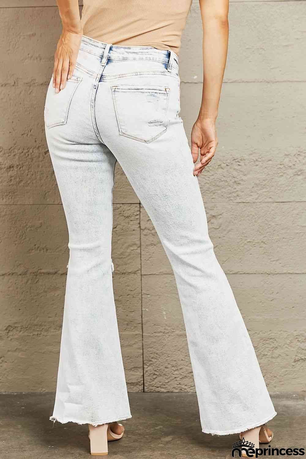 BAYEAS Mid Rise Acid Wash Distressed Jeans