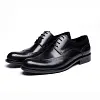 Mens Black Wingtip Leather Derby Dress Shoes