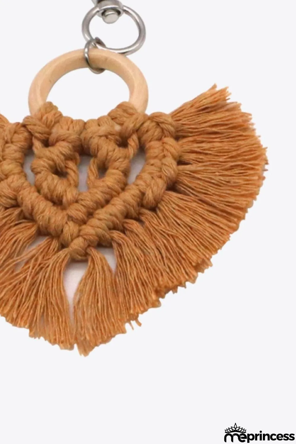 Assorted 4-Pack Heart-Shaped Macrame Fringe Keychain