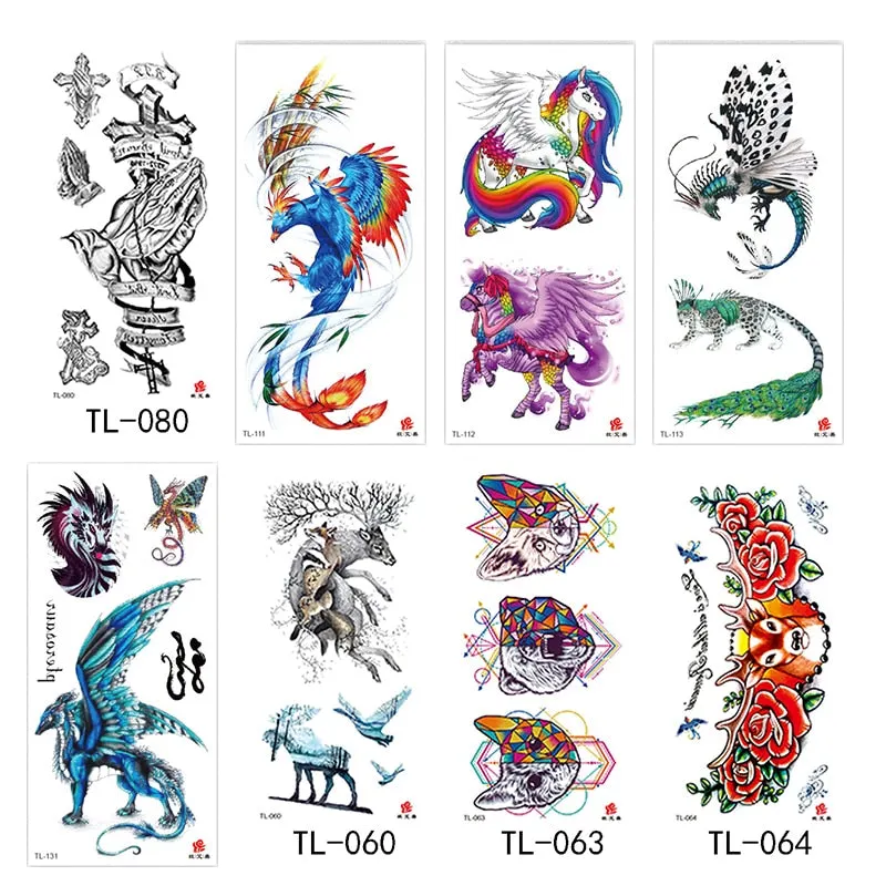 Flower arm waterproof tattoo stickers half arm painted animal durable waterproof European and American temporary tattoo stickers