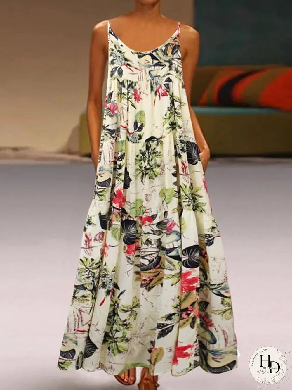 Women's Strap Dress Maxi long Dress Sleeveless Floral Summer Hot Casual Red Yellow M L XL XXL 3XL 4XL 5XL