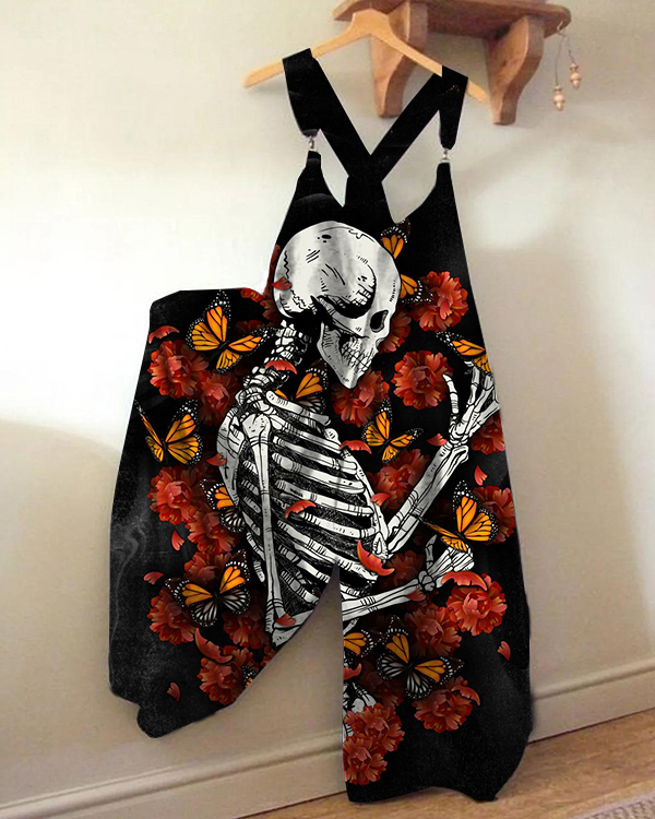 Women's Floral Skull Print Jumpsuit
