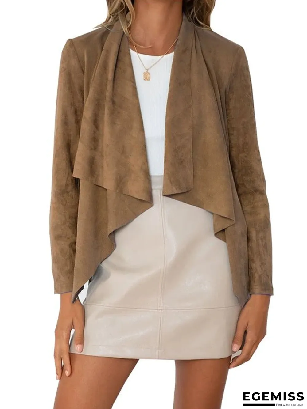 Asymmetrical Long Sleeve Suede Coat | EGEMISS