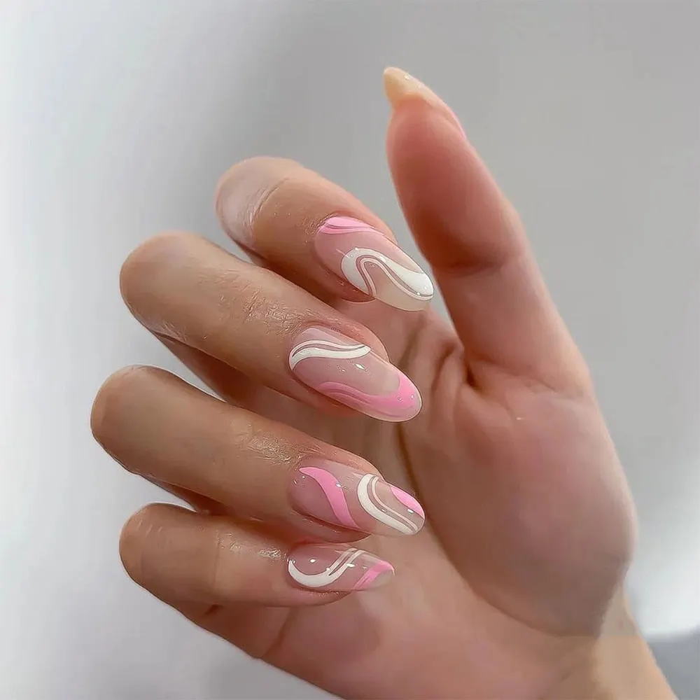 24Pcs Detachable False Nails Long Ballerina Artificial Fake Nails Full Cover Jelly Red Coffin Nail Tips DIY Manicure Tool 515-Nail Inspo