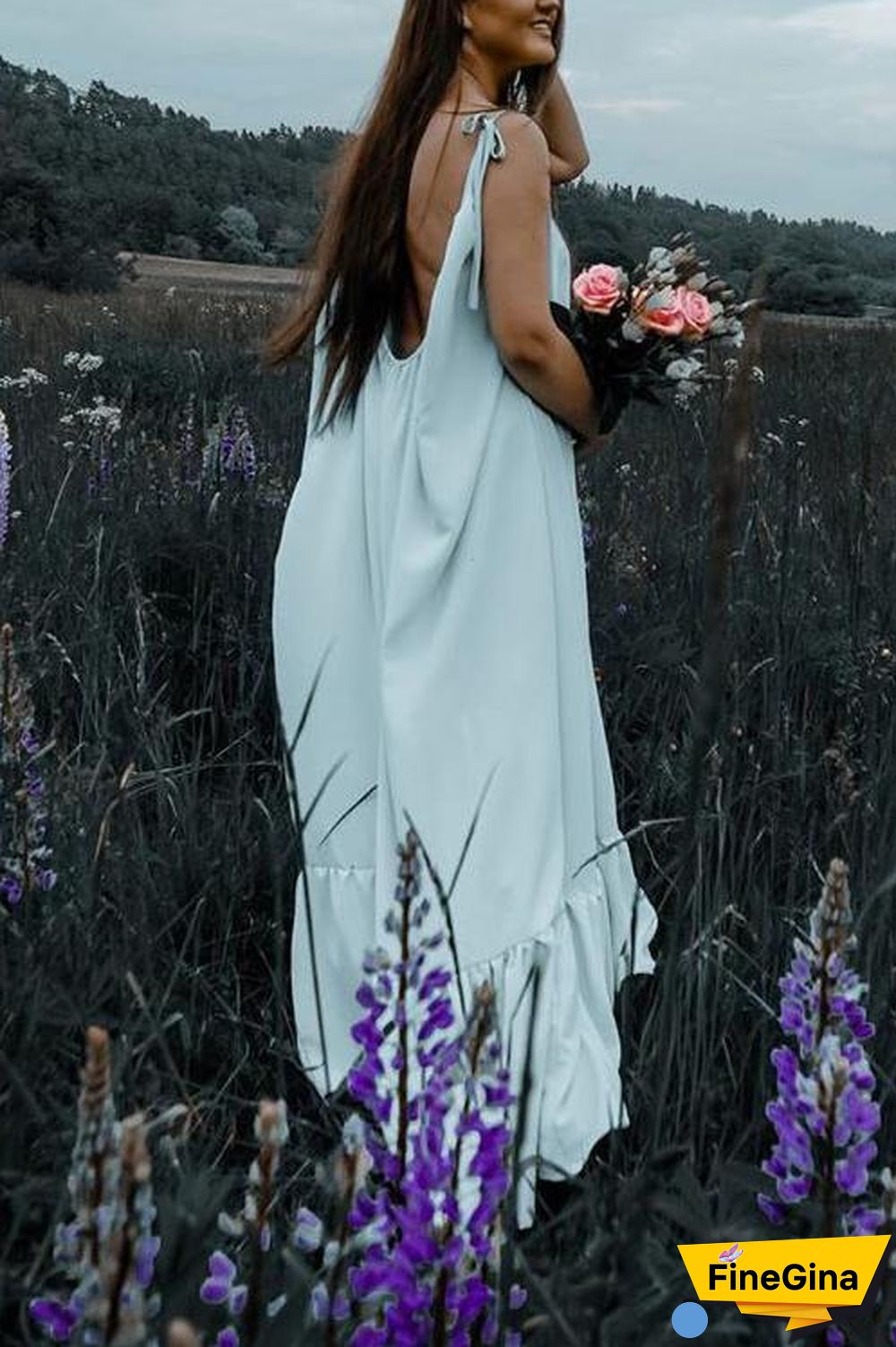 Ruffles Hem Slip Maxi Dress
