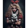 >SALE<Full Embroidery Cotton Thread 11CT Printed Scary Girl Bunny Cross Stitch 50x60cm