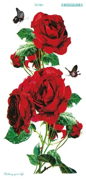 QC-671/20X10cm Long Colorful High Solution Body Art Purple Peony Flowers Circle Design Temporary Fake Flash Tatoo Sticker Taty