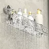 Glacier Pattern Transparent Shower Storage Rack Punch-Free Suction Cup Shelf
