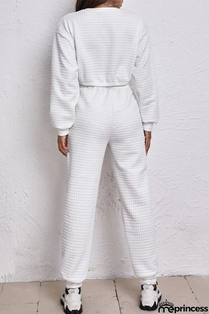 Casual Street Solid Patchwork O Neck Long Sleeve Two Pieces