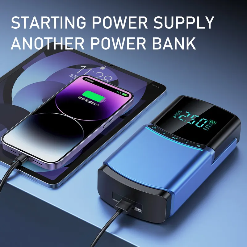 Vehicle emergency starting power supply air pump charger