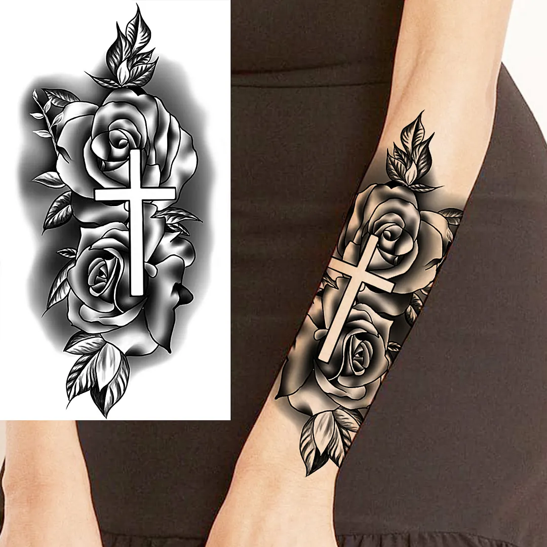 Sdrawing Skull Halloween Skeleton Temporary Tattoo For Men Adults Realistic Lion Tiger Wolf Scary Fake Tattoo Sticker Forearm Tatoo