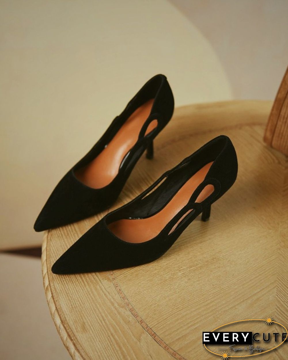 Colorblock Cut-out Suede Leather High Heel Sandals