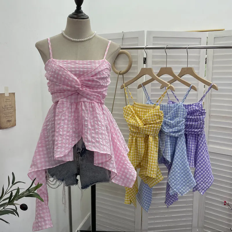 Churchf Stupid Irregular Skirt Sling Sling Sling Vest Bohemian Holiday Hottie Sleeveless Top 9223