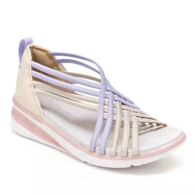 Sandalias Mujer 2021 Trendy Plus Size Wedges Sandals Women Hollow Breathable Braided Fish Sports Sandals Roman Women Sandales